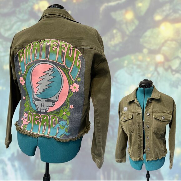 Upcycled Grateful Dead Denim Jacket | One-of-a-Kind Reworked | Size L - Picture 1 of 5